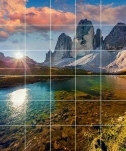 Foto Tegelsticker 15x15 'zonsondergang Bij Meer' 90x75 Cm Hxb