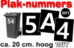 XL Huisnummer/container Stickers Wit 20CM
