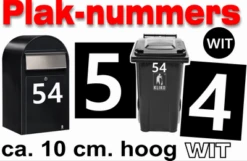 Huisnummer / Container Stickers Wit 10CM