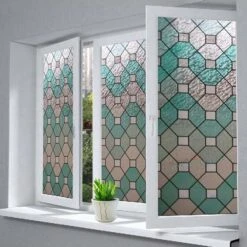 Statisch Raamfolie Glas In Lood Groen Smaragd (45cm) -Plakfolie Winkel 2221481847